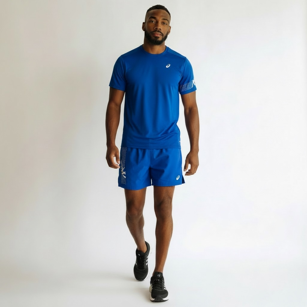 ASICS Dark Cobalt Icon SS Top & Shorts set