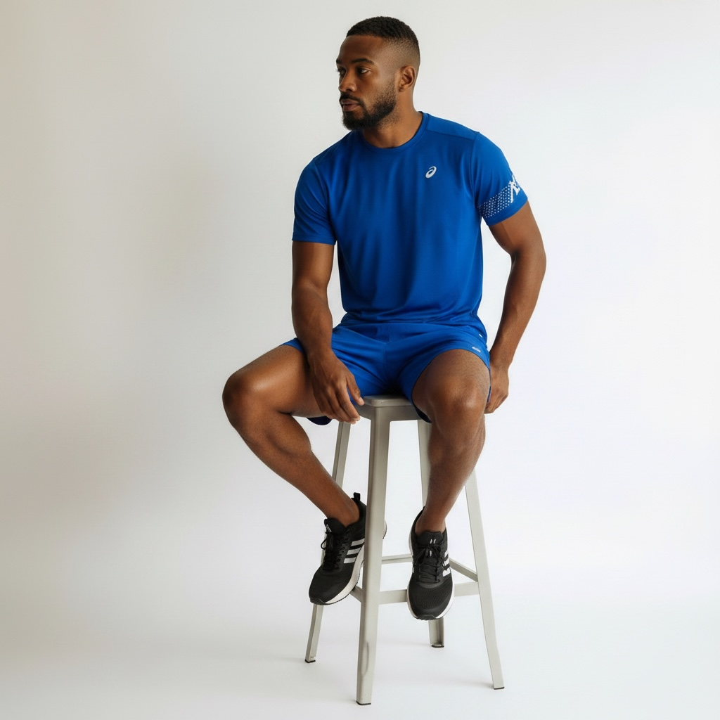 ASICS Dark Cobalt Icon SS Top & Shorts set