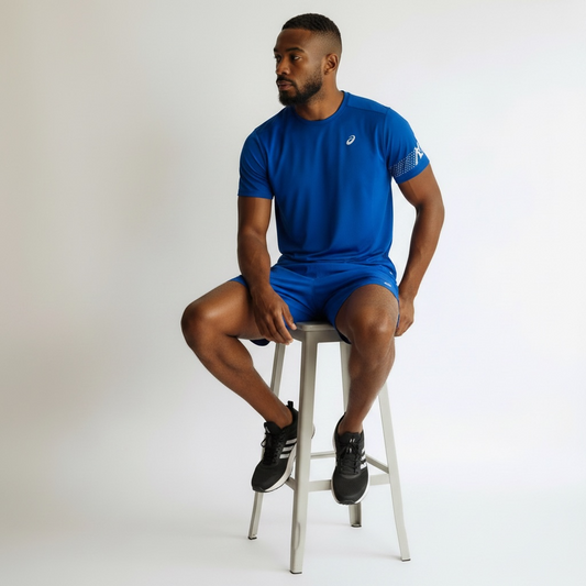 ASICS Dark Cobalt Icon SS Top & Shorts set